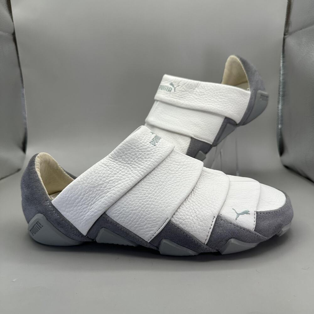 Puma Satori Mens Size 8 White Gray Leather Slip On Casual Sneakers *VERY RARE*
